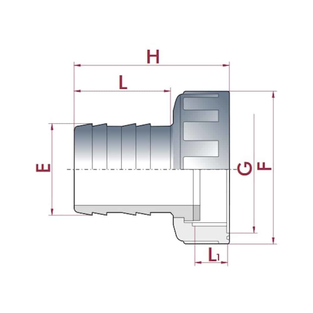 PVC Hose Connector with Union Nut ¾" IG x 16 mm-0