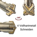 Hammer Drill Bit for SDS-PLUS 4-Cutter Ø 24.0mm x 250mm Length-1