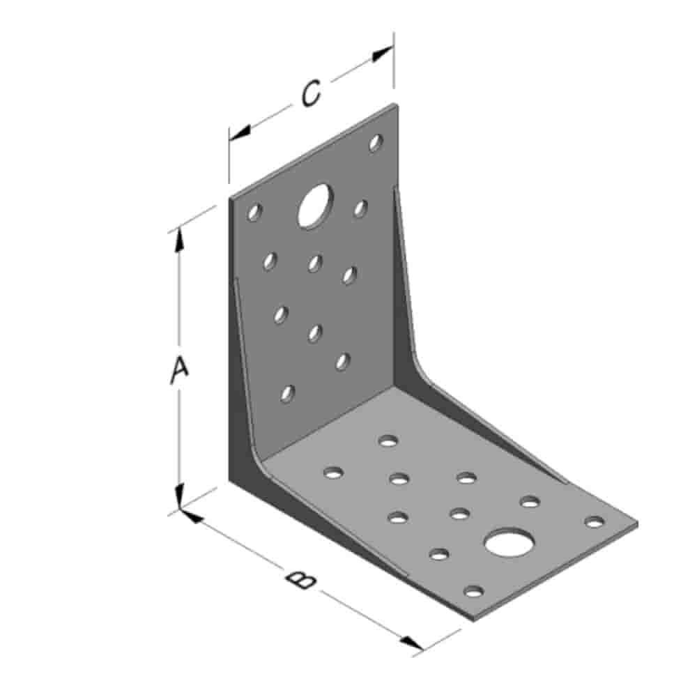 Angle connector 89 x 89 x 60 x 1.5 mm with rib-0