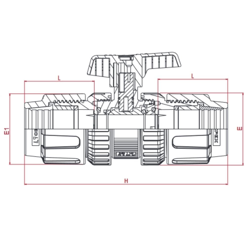 PP PE Pipe Fitting Ball Valve 32 x 32-0