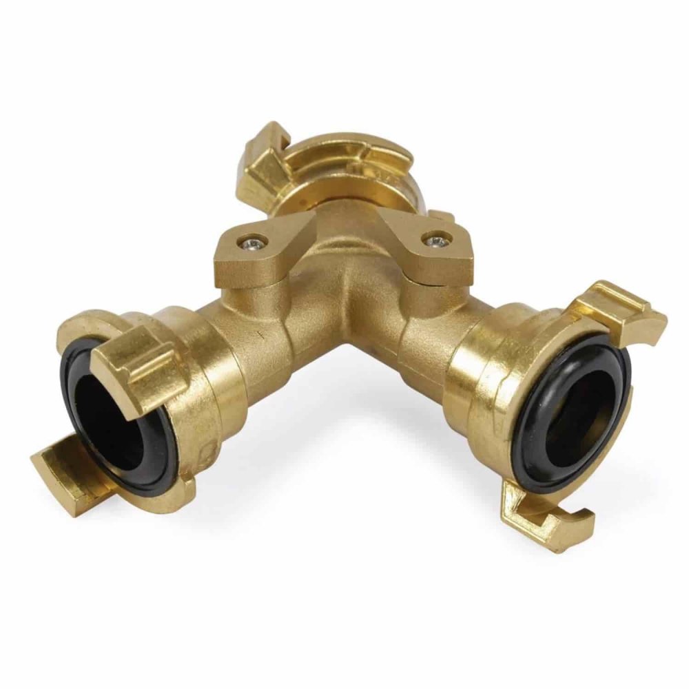 Brass Y Distributor with Shut-off Valve Universal Geka fitting-0