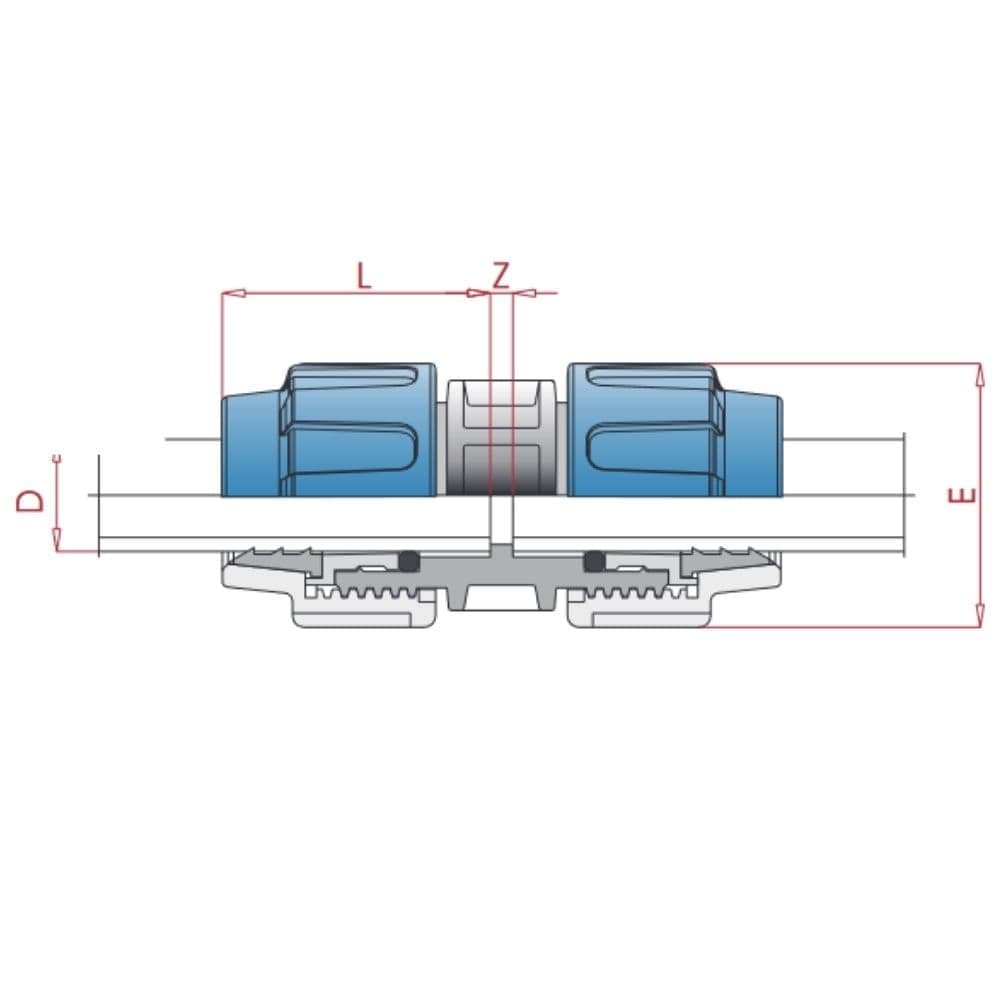 PP PE Pipe Fitting Coupling Sleeve 40 x 40-0