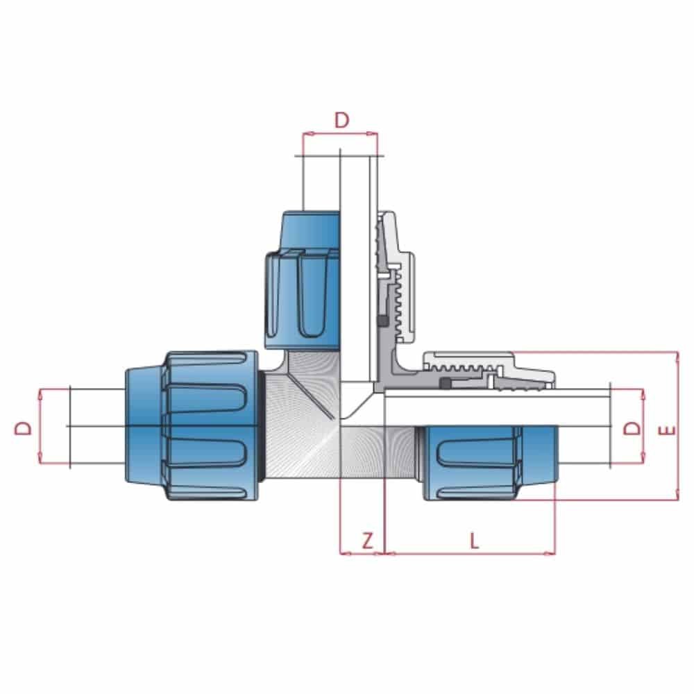 PP PE Pipe Fitting T-Piece 3 Connections 16 x 16 x 16-0