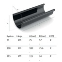 Rain Gutter 2m Graphite System 100-0