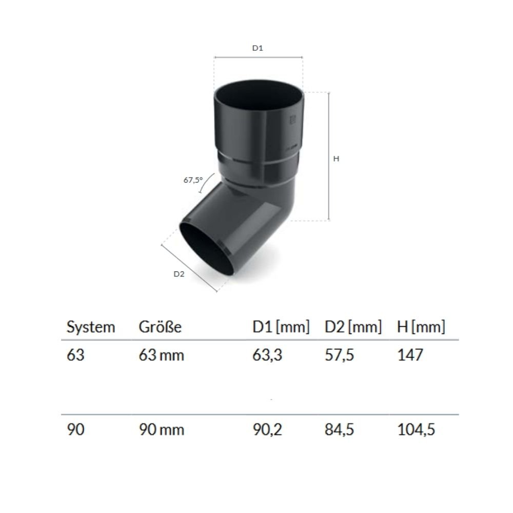 Bend 67, 5° graphite System 90-0