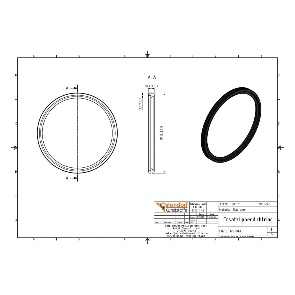 KG Replacement Lip Seal DN/OD 125 (KG PVC)-1