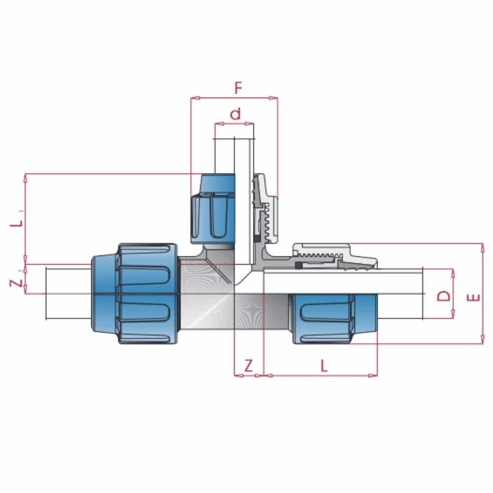 PP PE Pipe Fitting T-Piece reduced 32 x 25 x 32-0