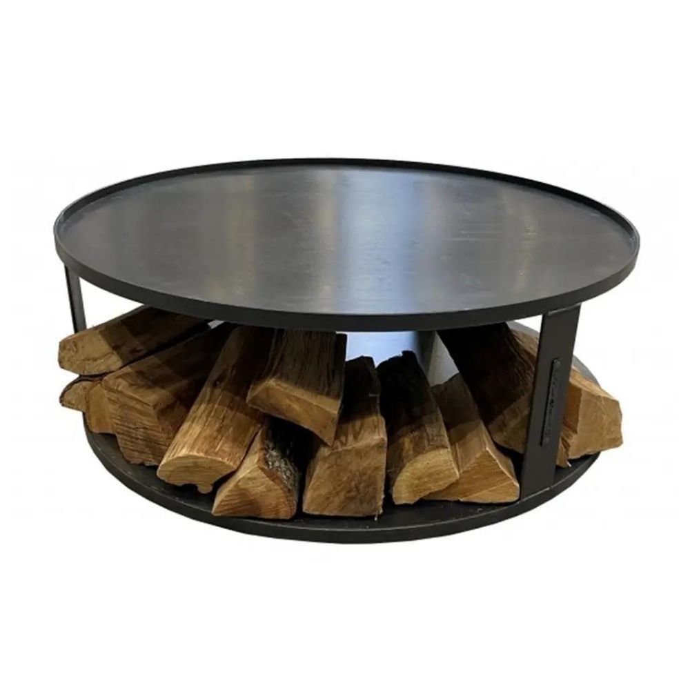 Fire Bowl Base Round 62 cm - with Wood Compartment-2