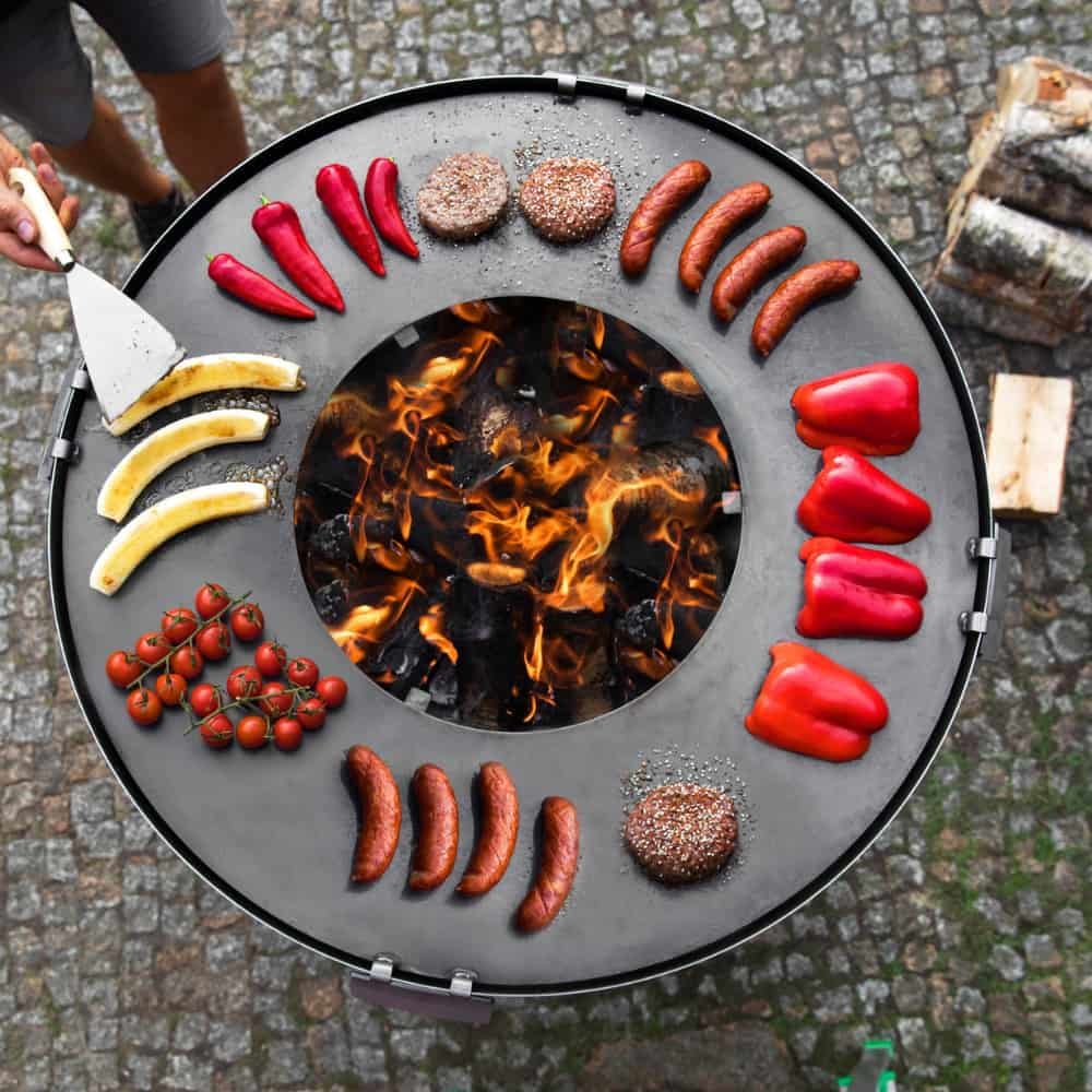 Grill Plate made of Natural Steel for Fire Bowl 82 cm with 4 Handles-0