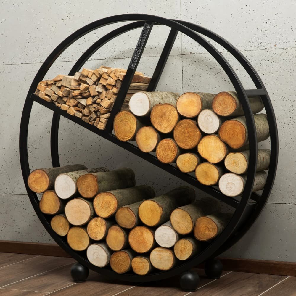 Firewood Rack "DIEGO" 80 cm - made of natural steel-1