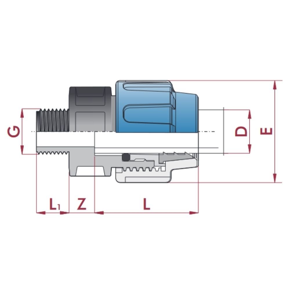 PP PE Pipe Fitting Coupling 32 x 1" M-0