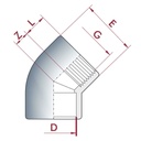 PVC-U 45° Elbow Socket x Female Thread 32 mm x 1" PN10-0