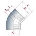 PVC-U 45° Elbow IG 2" PN10-0