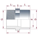 PVC-U Transition Socket x Male Thread 25-20mm x 1/2" PN10-0