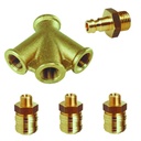 Compressed Air Brass 3-way Distributor SET 3 Couplings 1 Plug-0