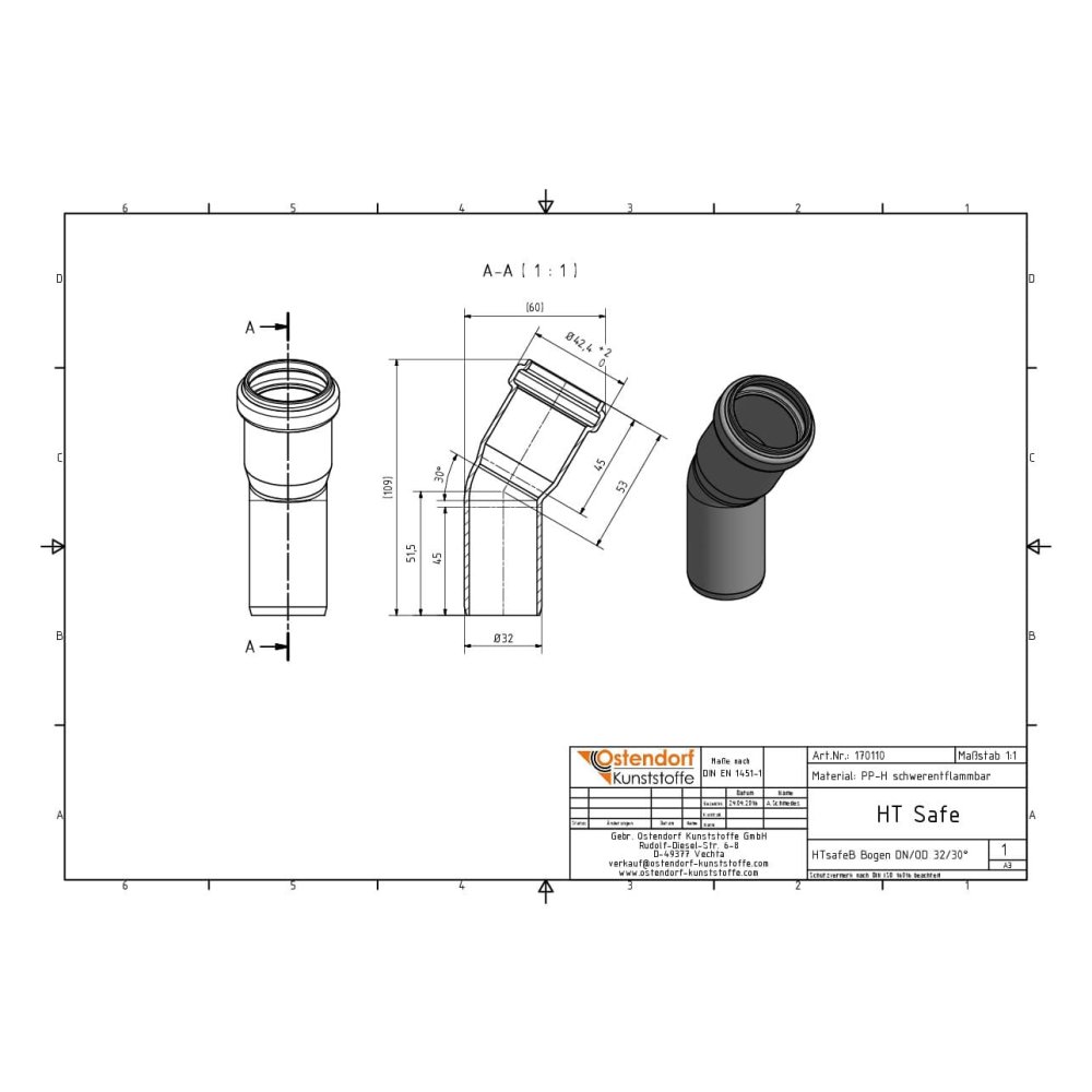 HTsafeB Bend DN/OD 32 30 Degrees-1