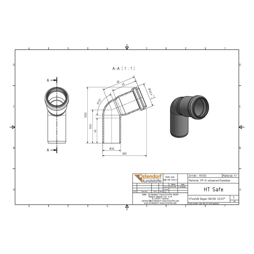 HTsafeB Elbow DN/OD 32 67 Degrees-1