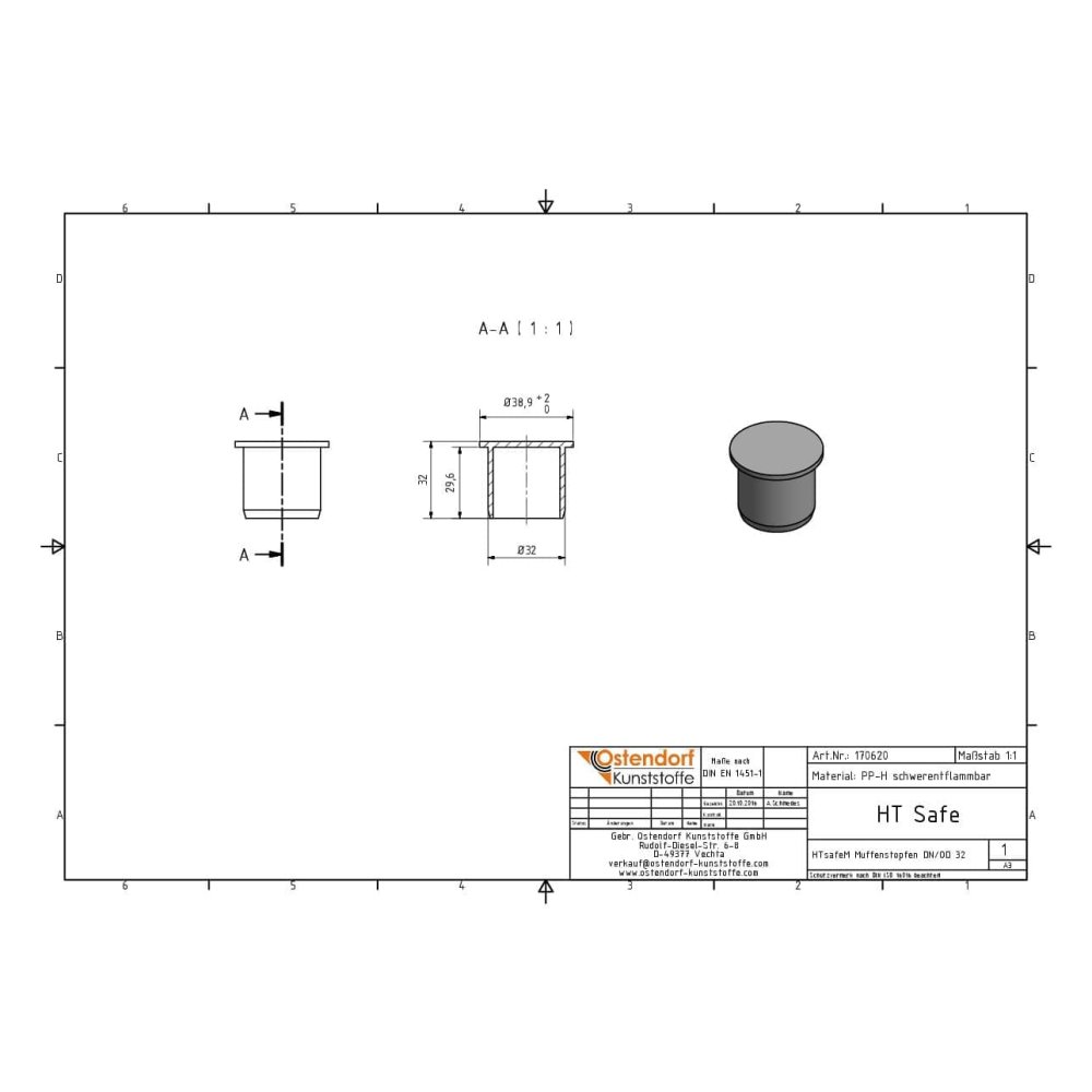 HTsafeM Socket Plug DN/OD 32-2