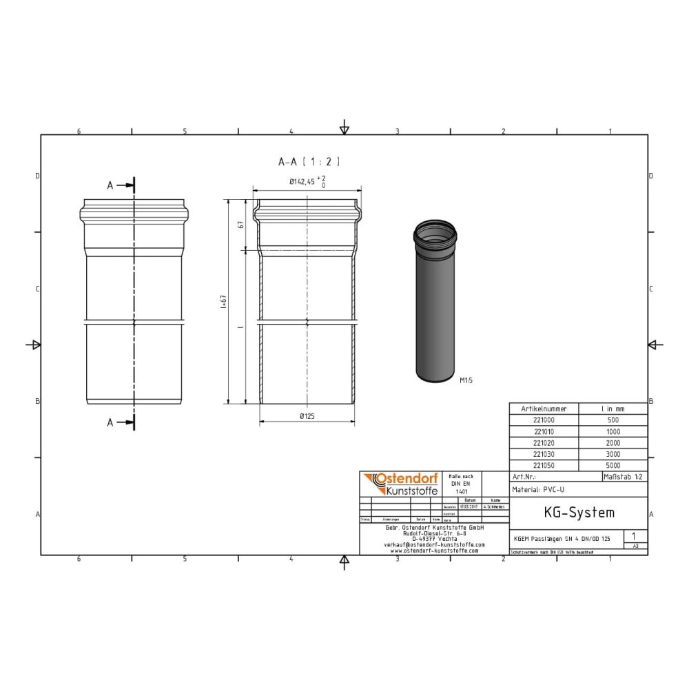 KGEM Pipe SN 4 DN/OD 125 x 2000 mm-1