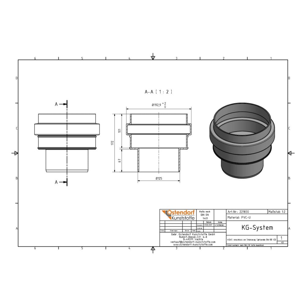 KGUS Connection to Stoneware Spigot End DN/OD 125-1