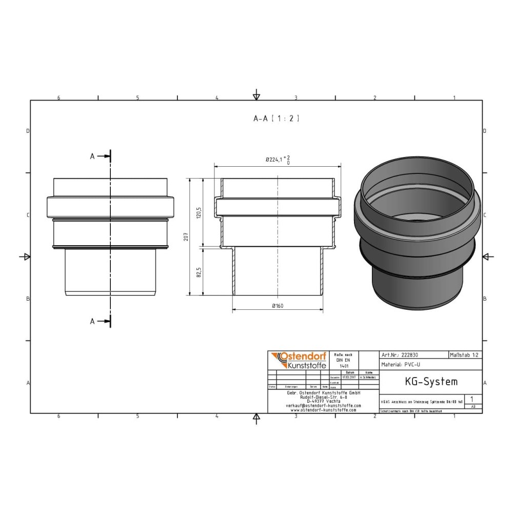 KGUS Connection to Stoneware Spigot End DN/OD 160-1