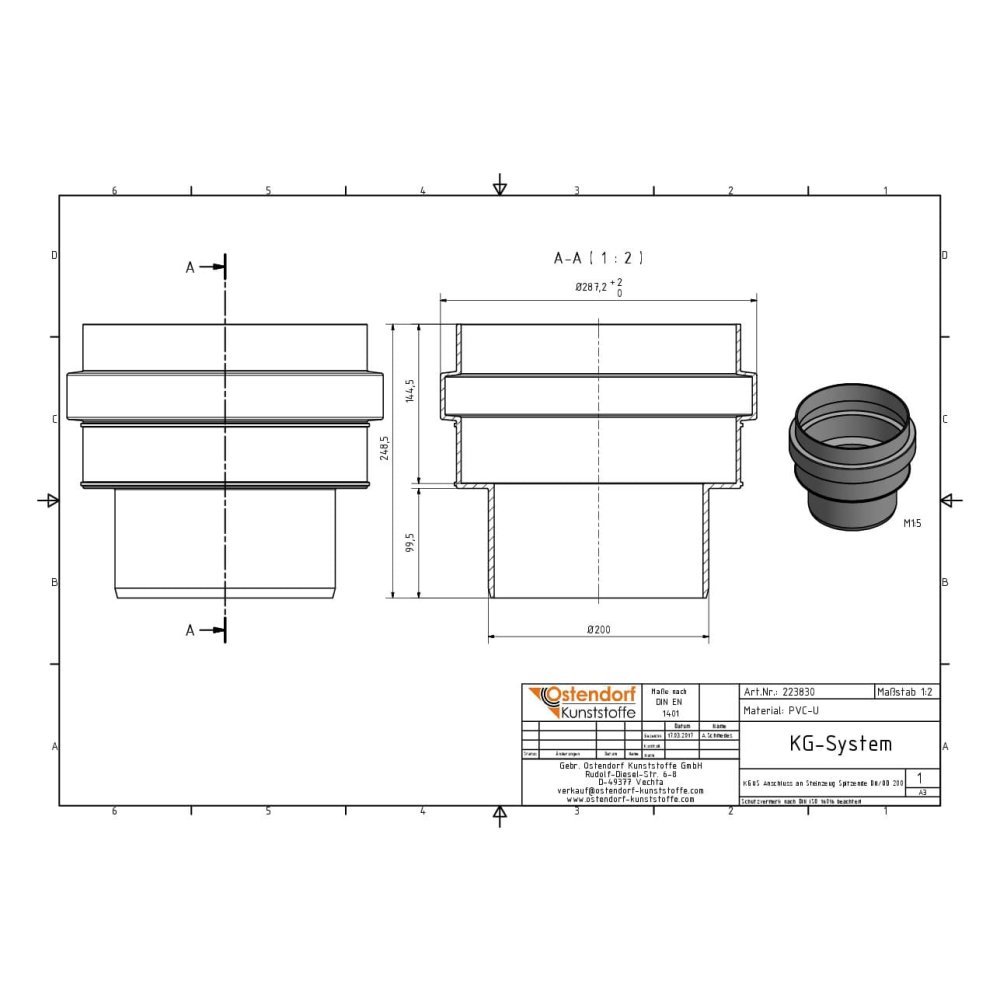 KGUS connection to clayware spigot end DN/OD 200-1