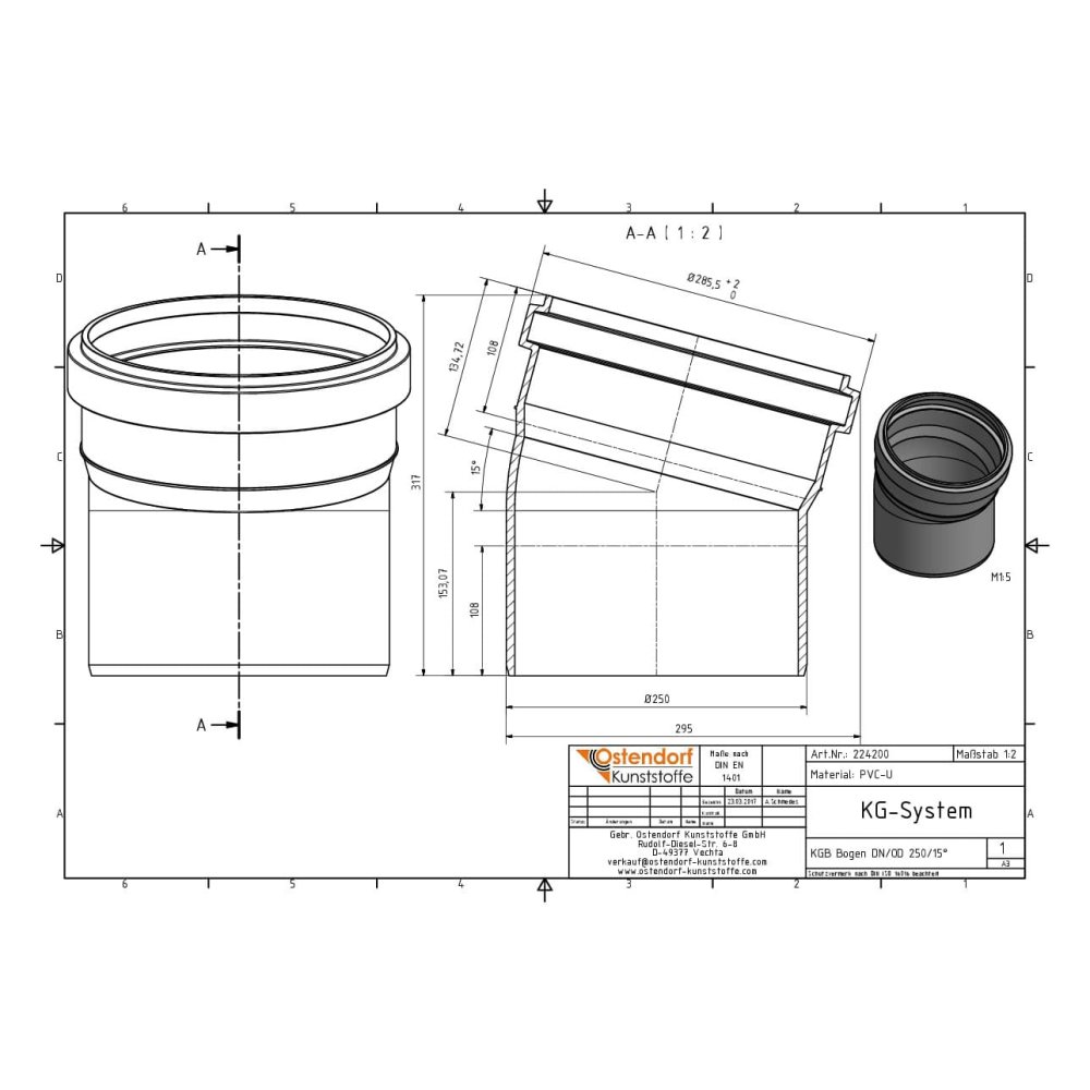 KGB Bend DN/OD 250 15 Degrees-1