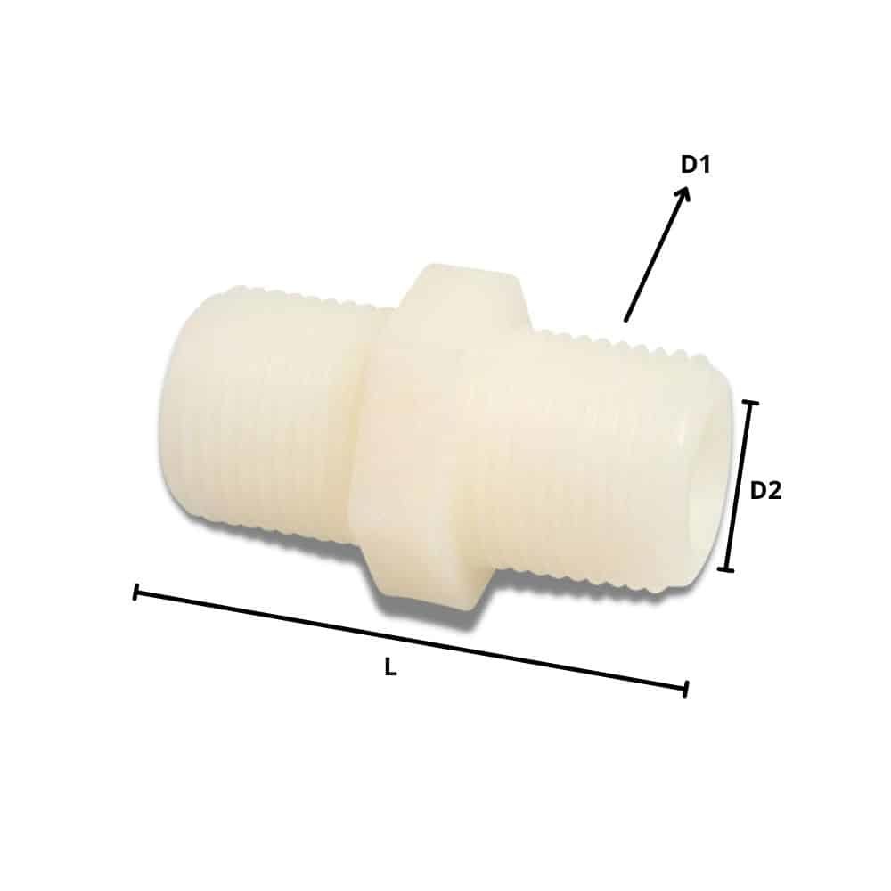 Hose Connector Plastic Double Nipple 3/4"-0