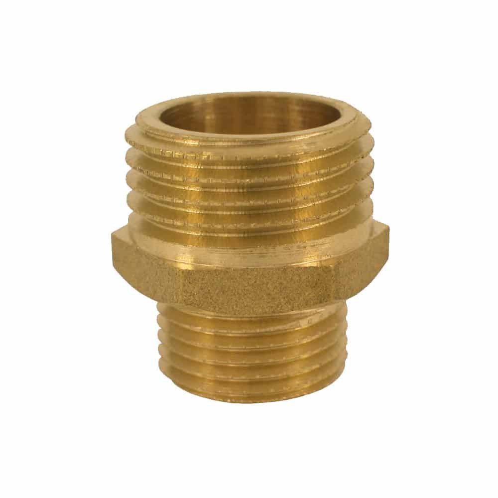 Threaded Fitting Brass Double Nipple Reduced 1" Male x 1 1/2" Male