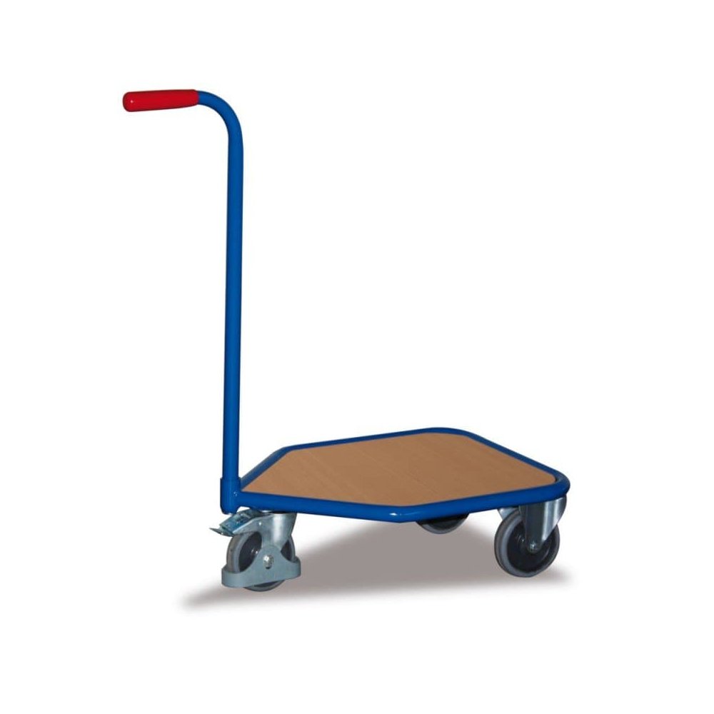 3-Wheel Handle Cart with Wooden Loading Surface