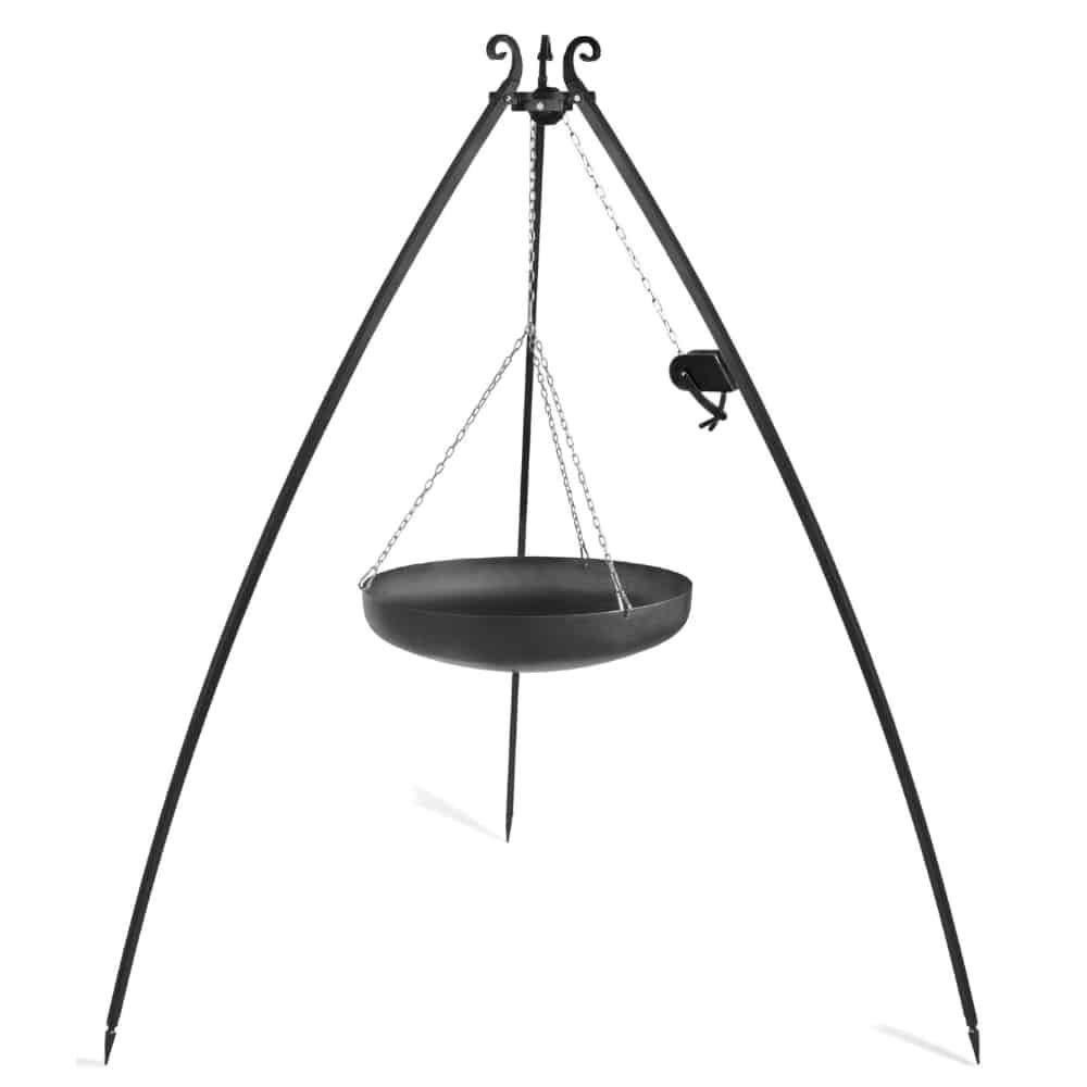 Wok on Tripod from Natural Steel 200 cm - 70 cm Diameter + Crank