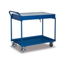 Table trolley with 2 levels, galvanized grid with drip tray + EasySTOP