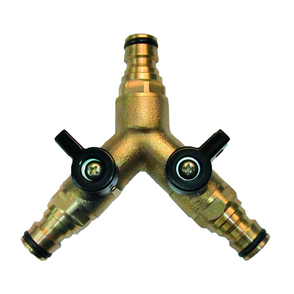 Brass Plug-in System 3 Way Y with Shut-off Valve