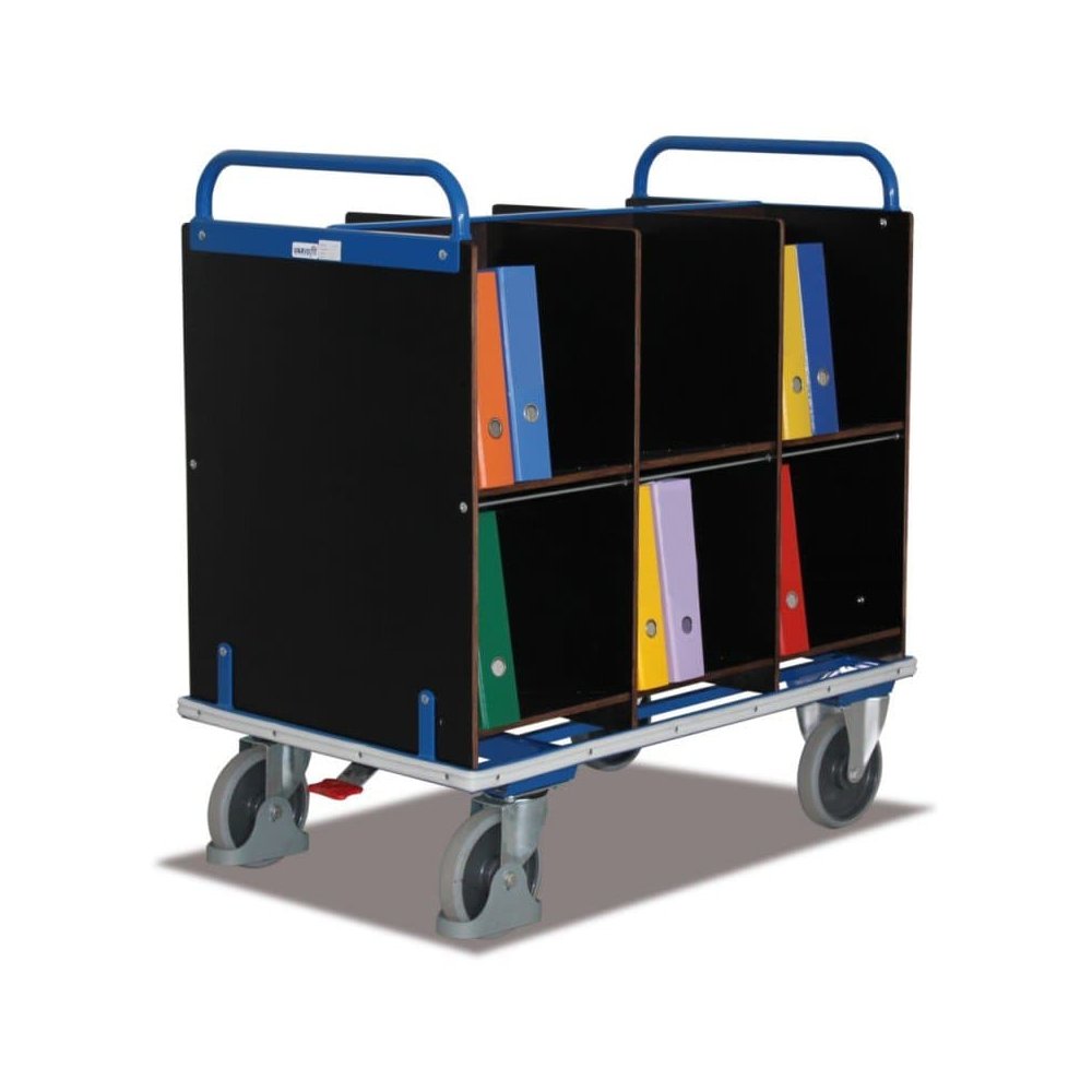 File cart with 2 x 6 compartments + EasySTOP