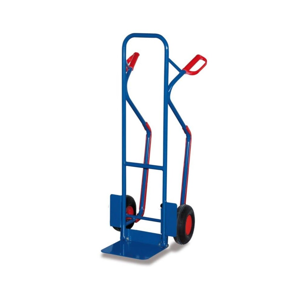 Steel Pipe Hand Truck 200 kg with Folding Shovel Slide Runners Pneumatic Tires 570 x 610 x 1300 mm