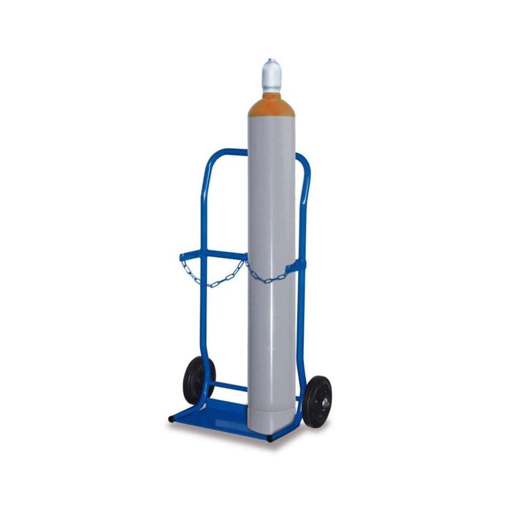 Steel bottle trolley for 2 steel bottles of 10l capacity thermoplastic rubber 565 x 370 x 1045 mm