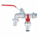 2-way 1/2" Double Outlet Valve with Connector and Hose Tail