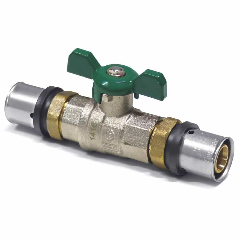 Press fitting ball valve green wing handle 20 x 2