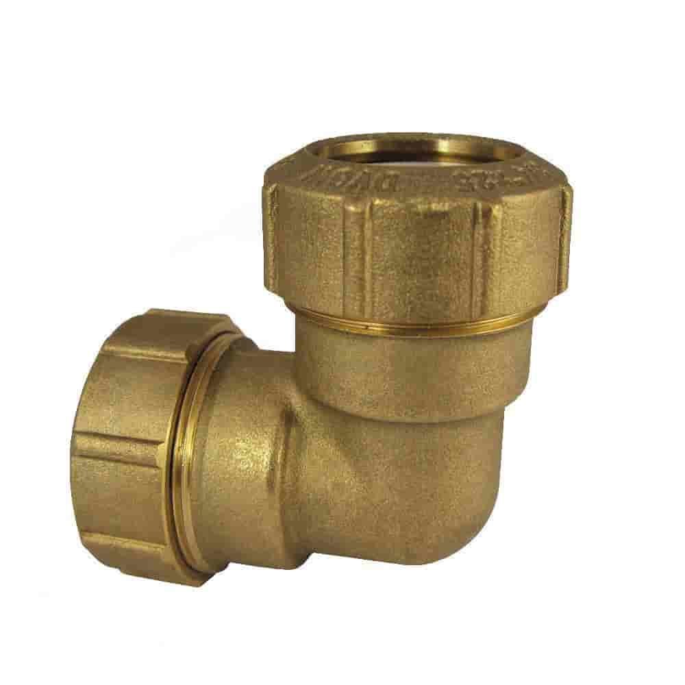 Brass PE Pipe Fitting 90° Elbow 2 Fittings 25