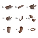 Set Rain Gutter 6m Brown System 75