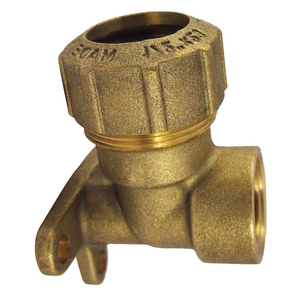 Brass PE Pipe Fitting 90° Female Wall Mount 32x1"