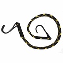 Flat elastic band with 2 extra strong double hooks 60 cm Yellow/black