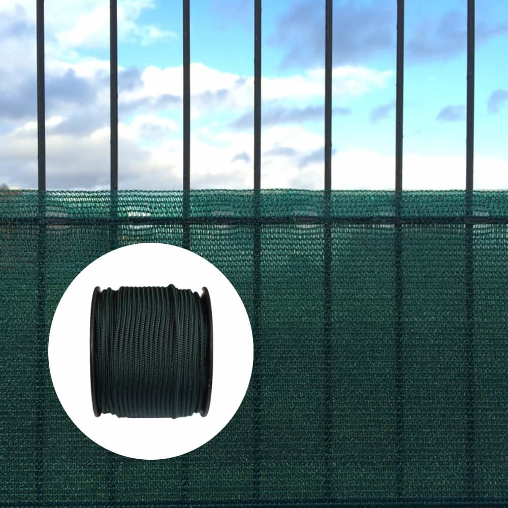 Wind and privacy screen net including fastening material 2 m width x 25 meters green cord