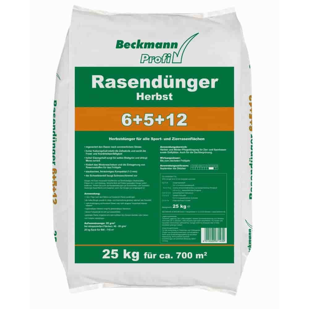 25 kg Lawn Fertilizer Autumn Beckmann NPK-6+5+12 for approx. 700m²