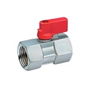 Mini Ball Valve Brass with Red Handle, 3/8" FF x 3/8" FF