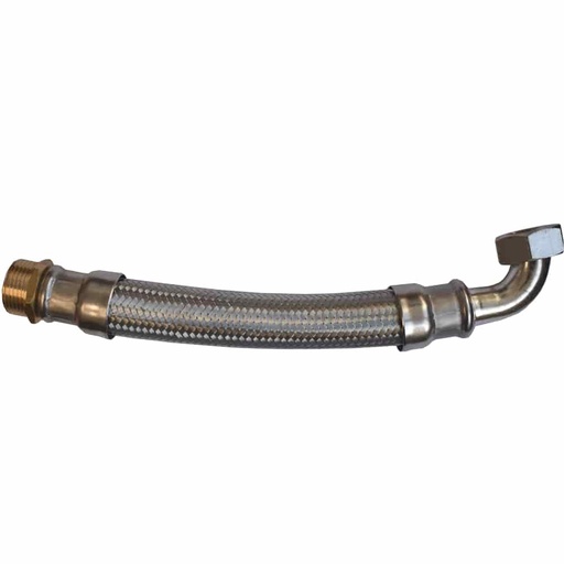 [BONI-44025-5] DN25 DVGW armored hose with stainless steel braiding 1" male thread x 1" female thread elbow 300 mm