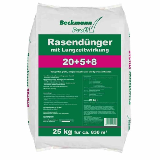 [BONI-boni1023] 25 kg Lawn Fertilizer with Long-Term Effect 20+5+8 Beckmann for approx. 830m²