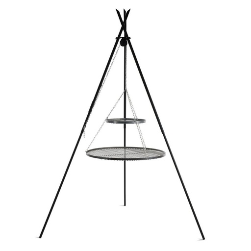 [BONI-C111447] Swing Grill "TIPI" 210 cm + Double Grate 80 cm and 40 cm made of Natural Steel