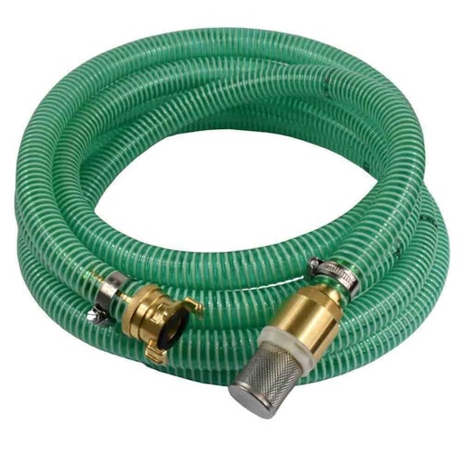 [BONI-62228-15] 1"/25mm Suction + Pressure Hose with Strainer, Check Valve + Suction Coupling 15m