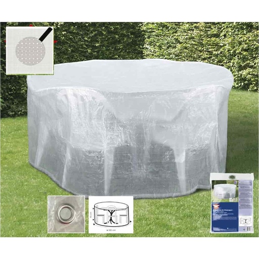 [BONI-79263KK] Protective cover transparent round seating group, approx. 200x95